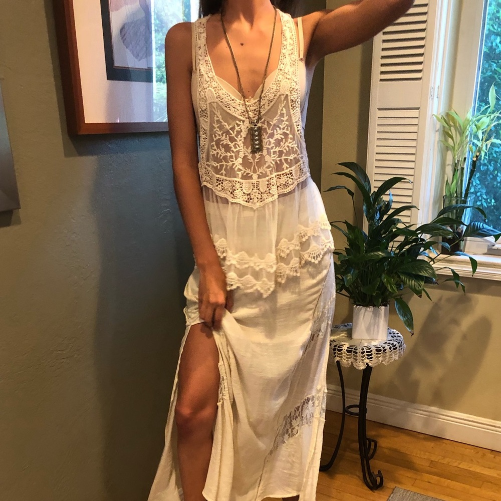 Boho lace mesh tank